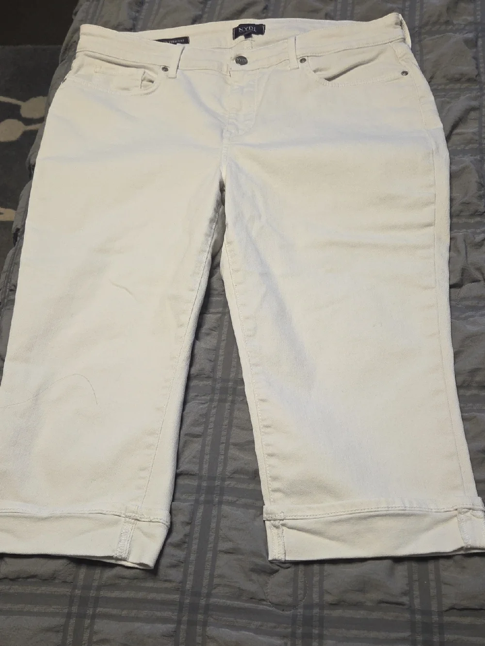 14P NYDJ White Cropped Straight Leg Jeans, Like New! - Picture 1 of 5